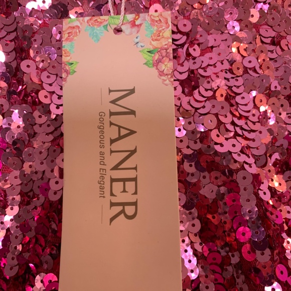 MANER Pink Sequin Shorts Women's XS NEW Sparkly Stretchy Party High Waisted - Picture 6 of 11